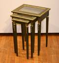 A Group of Three Neoclassical Style Painted and Parcel Gilt Nesting Tables