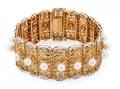 Italian 18k Gold Pearl  Diamond Bracelet