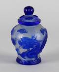 A Chinese Blue Overlay Glass Vase and Cover