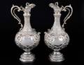 262 PAIR OF VICTORIANEDWARD VII STERLING SILVER EWERS