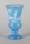 A Group of Three Mary Gregory Style Blue Opaline Glass Articles