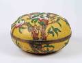 292 IMPRESSIVE CLOISONNE ENAMEL PEACH BOX AND COVER
