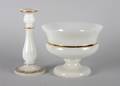 A White Opaline Glass Centerbowl and Candlestick