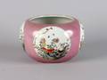 A Chinese Famille Rose Incised Pink Ground Porcelain Water Pot