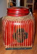A Chinese Bamboo and Lacquer Storage Jar