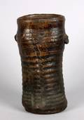 A Japanese Bizen Ware Ribbed Jar