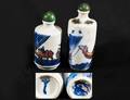 251 TWO BLUE AND WHITE PORCELAIN SNUFF BOTTLES