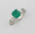 A Platinum Emerald and Diamond Ring