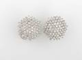 A Pair of 14 Karat White Gold and Diamond Earrings