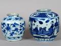 349 TWO BLUE AND WHITE PORCELAIN JARS