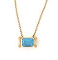 A 14 Karat Yellow Gold and Blue Topaz Necklace
