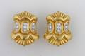 A Pair of 18 Karat Yellow Gold Platinum and Diamond Earrings Chaavae