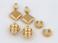 Three Pairs of 14 Karat Yellow Gold Earrings
