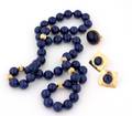 A Collection of 14 Karat Yellow Gold and Lapis Lazuli Jewelry