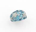 A 14 Karat White Gold Blue Topaz and Diamond Ring Sonia B