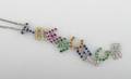A 14 Karat White Gold and Multicolor Gemstone Necklace Sonia B