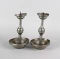 A Pair of AngloDutch Barqoue Style Pewter Pricket Sticks