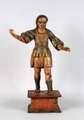 A Carved and Polychrome Painted Gesso Altar Figure of Archangel Saint Michael