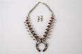 A Native American Sterling Silver Squash Blossom Necklace and Earrings LK