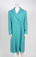 A Pauline Trigere Turquoise Wool Coat