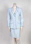 A Chanel Blue Knit Skirt Suit