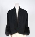 A Revillon Black Wool and Fur Trimmed Coat