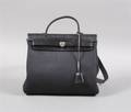 An Hermes Herbag in Black Leather and Canvas