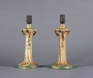 A Pair of Weller Woodcraft Pottery Lamps