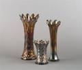 Three Iridescent Glass Vases