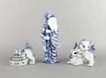 A Collection of Three Chinese Blue and White Figures