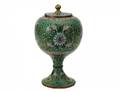 186 CLOISONNE ENAMEL PEDESTAL BOWL AND COVER
