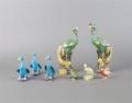 A Group of Eight Asian Bird Figurines