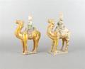 A Pair of Tang Dynasty Style Camels with Riders