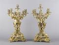 A Pair of Louis XV Style Gilt Bronze SevenLight Candelabra