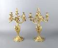 A Pair of Louis XV Style Gilt Bronze Four Light Candelabra