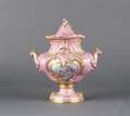 A Sevres Style Pink Ground Covered Vase