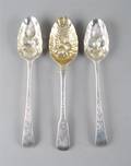 Three George III Sterling Silver Berry Spoons London