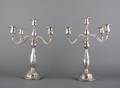 A Pair of American Sterling Silver FiveLight Hand Hammered Candelabra Gorham