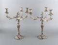 A Pair of Silverplate Three Light Candelabra