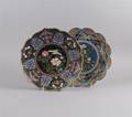 Two Japanese Cloisonne Foliate Chargers