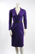 A Halston Purple Wool Wrap Dress