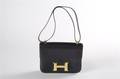 An Hermes Navy Blue Kid Leather Constance Bag