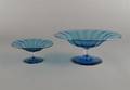 Two Steuben Blue Glass Compotes