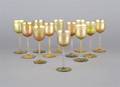 An Assembled Set of Twelve Tiffany Favrile Glass Cordials