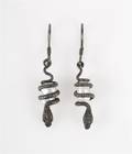 A Pair of Victorian Steel and Pearl Snake Earrings
