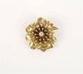 A 14 Karat Yellow Gold and Diamond Flower BroochPendant