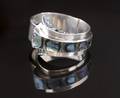 A Sterling Silver and MotherofPearl Hinged Bangle Bracelet Taxco JGomez