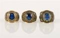 Three 10 Karat Yellow Gold and Synthetic Sapphire University of Michigan Class Rings