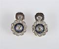 A Pair of Yellow and White Gold Sapphire and Diamond Earrings