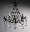 An Iron and Crystal Chandelier